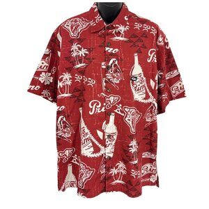 Rix Red Hawaiian Aloha Shirt Primo Beer Size Large L Short Sleeve Men Causal EUC